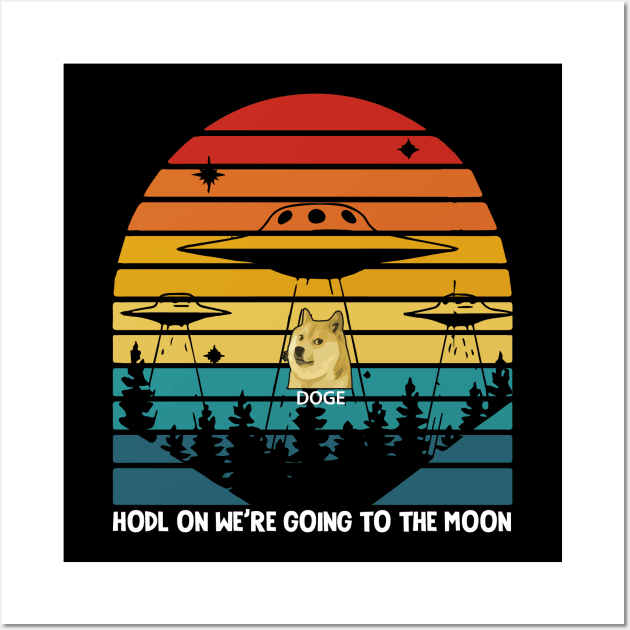 Funny Dogecoin Going to the Moon Wall Art by ArtedPool